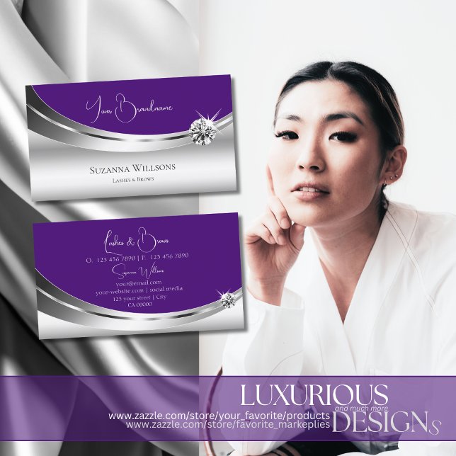 Elegantes Silver Royal Lila mit Funkelnd Diamond Visitenkarte (Von Creator hochgeladen)