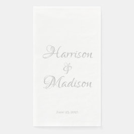 Elegantes Silver Script benutzerdefinierte Couple Serviette