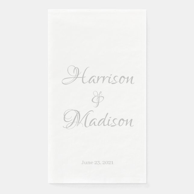Elegantes Silver Script benutzerdefinierte Couple  Serviette (Vorderseite)