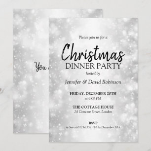 Elegantes Silver Shimmer Weihnachts-Party Einladung