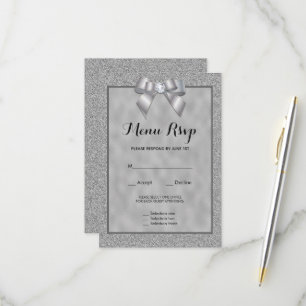 Elegantes Silver & Stylish Glitzer Menu UAWG RSVP Karte
