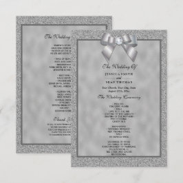 Elegantes Silver & Stylish Glitzer Wedding Program