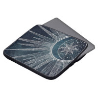 Elegantes Silver Sun Moon Doodle Mandala Blue Desi