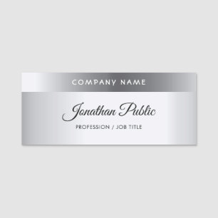 Elegantes Silver Template Moderner Handschrift Namensschild
