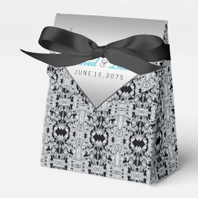 Elegantes Silver und Aquamarin Blue Wedding Geschenkschachtel (Vorderseite)
