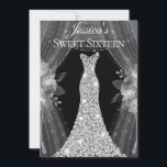 Elegantes Silver Vorhänge Kleid Sweet 16 Party Einladung<br><div class="desc">Elegante Silber Vorhänge Kleid Sweet 16 Party Variationen der Einladung und passende Artikel in unserem Shop</div>