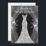Elegantes Silver Vorhänge Kleid Sweet 16 Party Einladung<br><div class="desc">Elegante Silber Vorhänge Kleid Sweet 16 Party Variationen der Einladung und passende Artikel in unserem Shop</div>