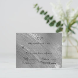 Elegantes Silver Watercolor Pinselstriche Muster RSVP Karte