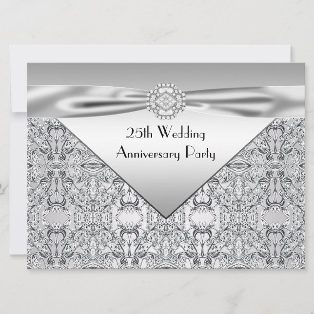 Elegantes Silver Wedding Anniversary Party Einladung (Vorderseite)