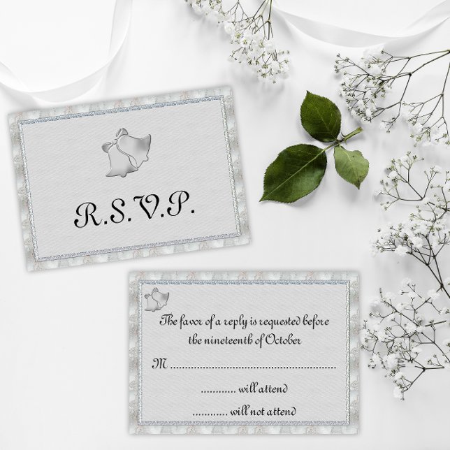 Elegantes Silver Wedding Bells UAWG RSVP Karte (Von Creator hochgeladen)