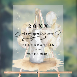 Elegantes Silvester mit Champagner und Ballons Acrylschild