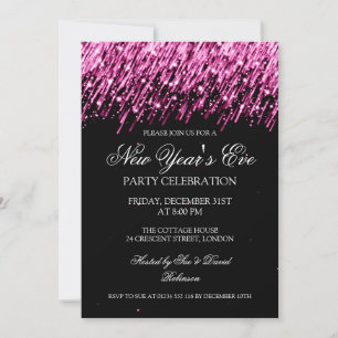 Elegantes Silvester Party Fallende rosa Sterne Einladung
