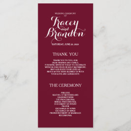 Elegantes Simple Burgundy Red Custom Wedding Progr Programm