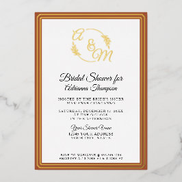 Elegantes Simple Burnt Orange Gold Brautparty Folieneinladung