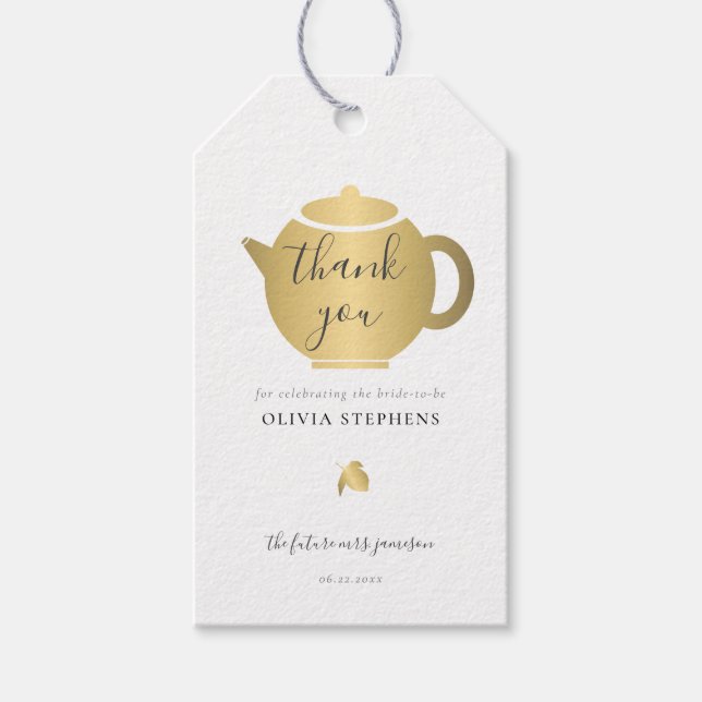 Elegantes Simple Chic Brautparty Tea Party Geschenkanhänger (Vorderseite)