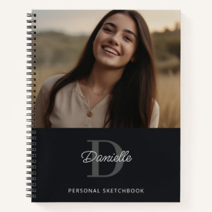 Elegantes Simple Monogram Custom Foto Sketchbook Notizbuch