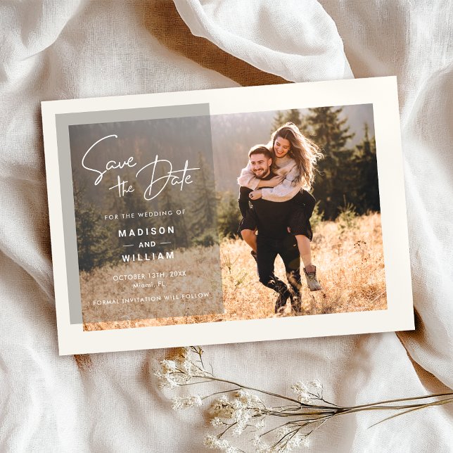 Elegantes Simple Wedding Foto Save the Date Einladung (Von Creator hochgeladen)