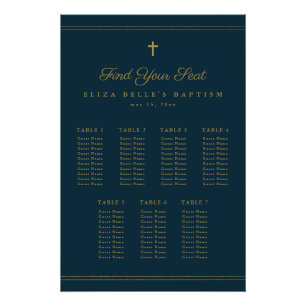 Elegantes Sitzplan für religiöse Taufe mit goldene Poster