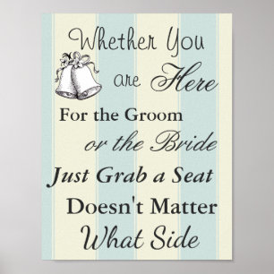 Elegantes Sitzplanposter Hochzeit Beige und Blau Poster