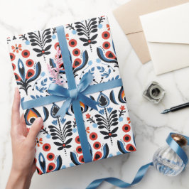Elegantes skandinavisches Blumenblätterpapier Geschenkpapier