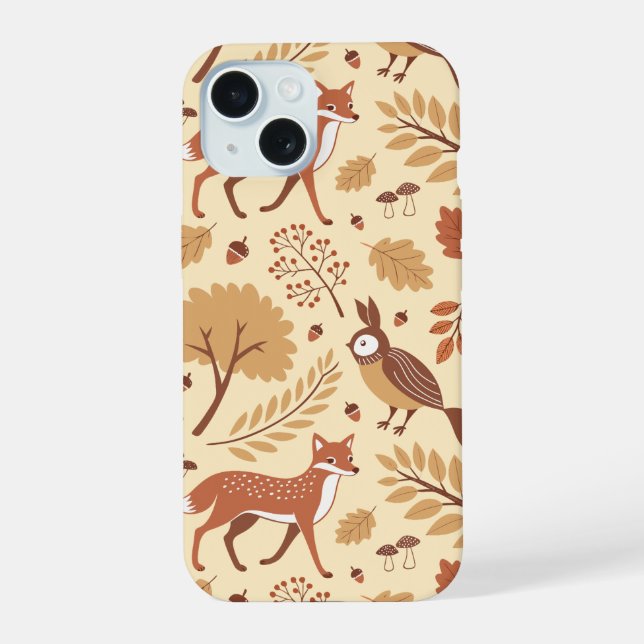 Elegantes skandinavisches Fall Pattern iPhone 15 Hülle (Rückseite)