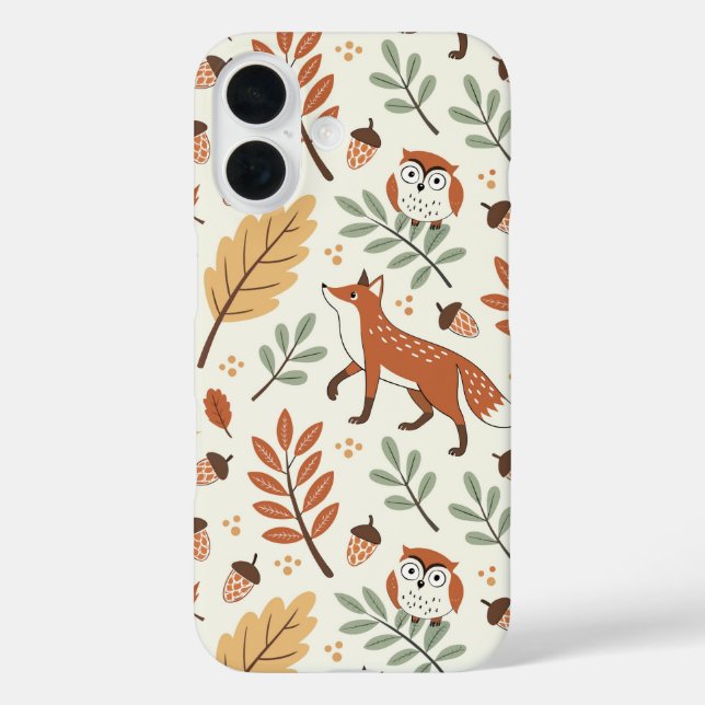 Elegantes skandinavisches Fall Pattern iPhone 16 Hülle (Rückseite)