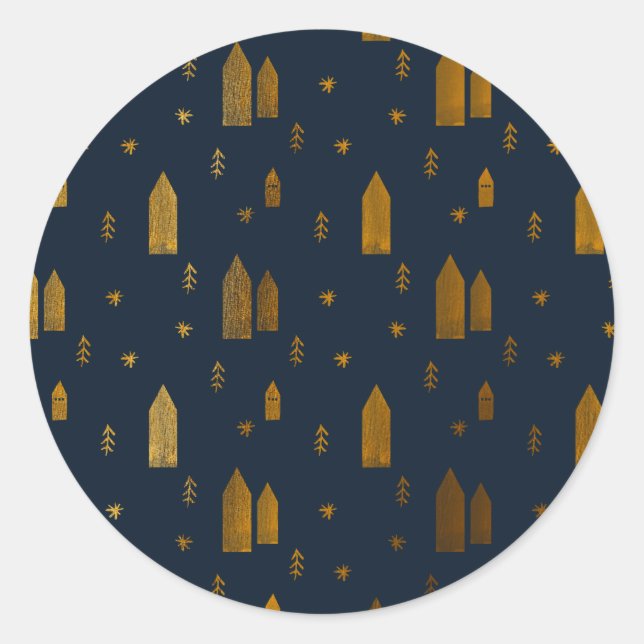 Elegantes skandinavisches Weihnachten Runder Aufkleber (Vorderseite)