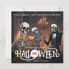 Elegantes Skelettkleid, Tanz & Cocktail Halloween Einladung