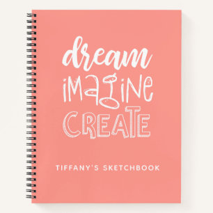 Elegantes Sketchbook Coral Personalisiert  Notizbuch