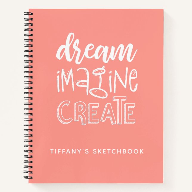 Elegantes Sketchbook Coral Personalisiert Notizbuch (Vorderseite)
