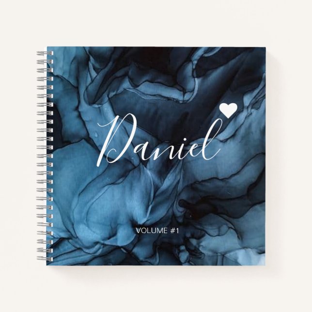 Elegantes Sketchbook Ihr Name Skript Marble chic Notizbuch (Vorderseite)