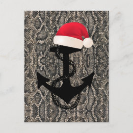 elegantes Skihaftmuster - ANCHOR + WEIHNACHTSMANNM Postkarte