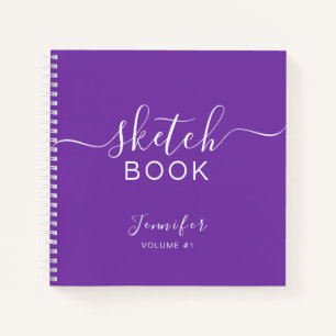Elegantes Skizzenbuch Ihr Name Schrift Lila Notizbuch