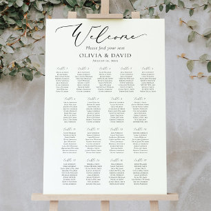 Elegantes Skript 17 Tische Willkommen Sitzordnung Poster