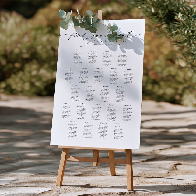 Elegantes Skript 22 Tische Willkommen Sitzplan Poster (Elegant Script 22 Tables Welcome Seating Chart, Seating Plan)