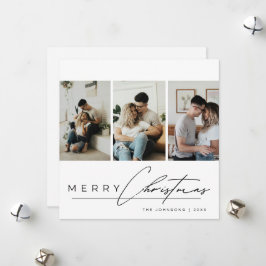 Elegantes Skript 3 Foto-Collage Frohe Weihnachten