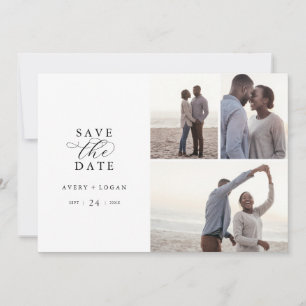 Elegantes Skript 3 FotoCollage Save the Date