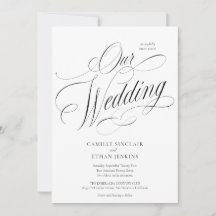 Elegantes Skript Alles in Einem QR-Code-Hochzeit