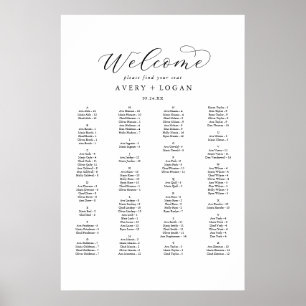 Elegantes Skript Alphabetisches Seating Chart Poster