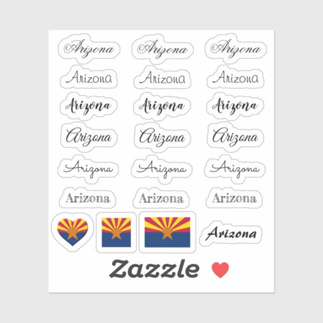 Elegantes Skript Arizona & Arizona Flag /name Set Aufkleber (Blatt)