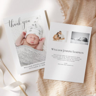 Elegantes Skript Baby Dankeschön Geburtsanzeige Einladung