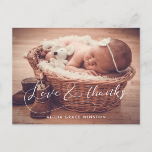 Elegantes Skript Baby Shower Danke Postkarte