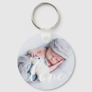 Elegantes Skript-Babysfoto Schlüsselanhänger