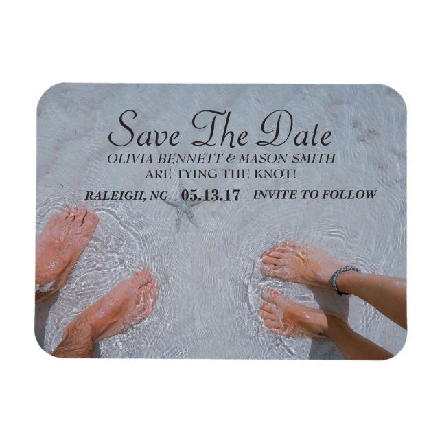 Elegantes Skript | Benutzerdefiniertes Foto Zeitsc Magnet (Horizontal)