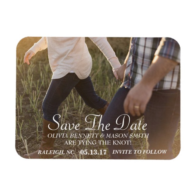 Elegantes Skript | Benutzerdefiniertes Foto Zeitsc Magnet (Horizontal)