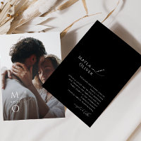 Elegantes Skript | Black Monogram Foto Wedding