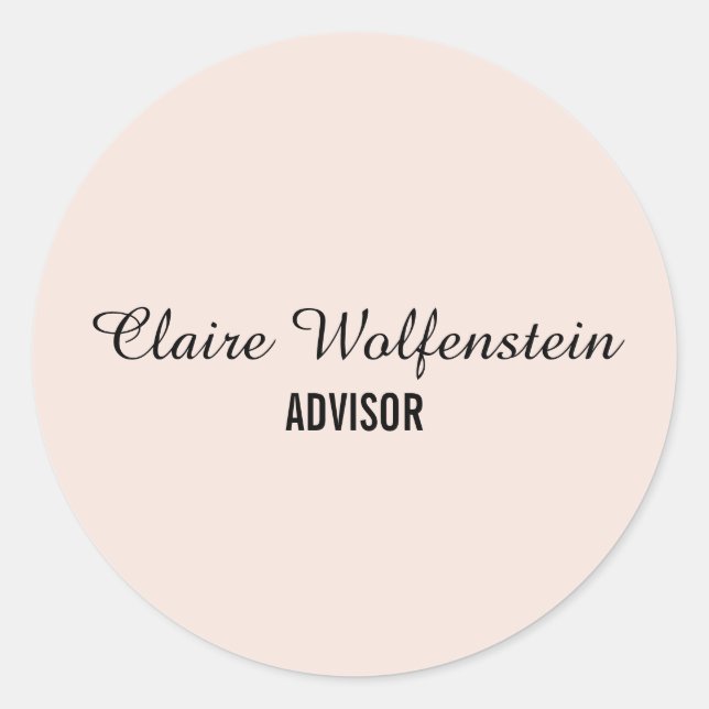 Elegantes Skript Blush Pink Business Runder Aufkleber (Vorderseite)