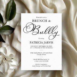 Elegantes Skript Brunch und Sprudelndes Brautbad Einladung