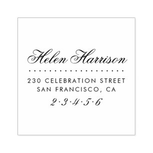 Elegantes Skript   Chic Individuelle Name & Rückse Gummistempel