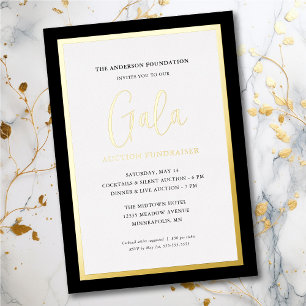 Elegantes Skript Corporate Gala Fundraiser Gold Folieneinladung
